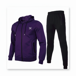 Survêtement unisexe en molleton de coton/polyester de haute qualité avec fermeture éclair, logo personnalisé, pour l'entraînement sportif hivernal, respirant, service OEM - Product Image 1