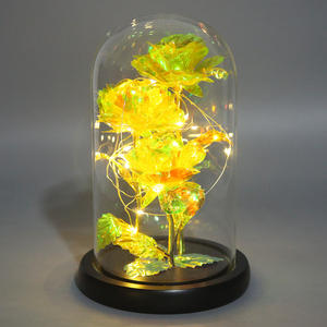 TC all'ingrosso nuovo Design 24K fiori foglia d'oro bellezza <span class=keywords><strong>e</strong></span> la bestia Rose artificiali Rose con luci a Led In vetro cupola regali - Product Image 3