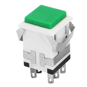KD2-23 DPDT Latching Green Square Push Button Switch Pushbutton Switch