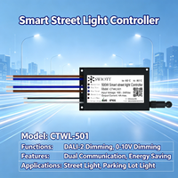 Contrôleur d'éclairage public CTWL501 LoRaWAN PLC à double communication, étanche IP66, avec fonction de température pour l'éclairage extérieur des tunnels municipaux