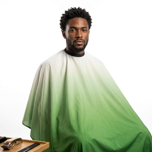 Capa de Barbero Profesional Verde Degradado, Impermeable, de Poliéster, para Corte de Cabello, Tela de Salón, Capas de Peluquería Sublimables - Product Image 4