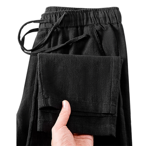 Pantalons décontractés en coton et lin pour hommes, printemps 2026, pantalons en lin amples, pantalons à jambes droites, printemps et automne - Product Image 4