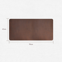 Grand tapis de souris RGB en cuir véritable Crazy Horse, taille personnalisée, en cuir de vache, pour le bureau, noir