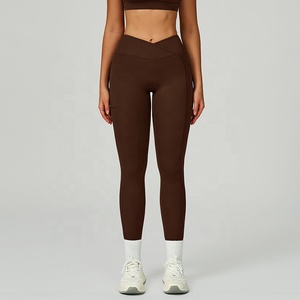 <span class=keywords><strong>Legging</strong></span> de yoga <span class=keywords><strong>sexy</strong></span> et tendance, froncé, uni, effet push-up, vêtement de sport et de gym, taille croisée en V personnalisée, extensible dans les quatre sens pour femme - Product Image 2