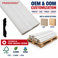 Moulures de finition en MDF apprêté sur mesure PRIMEWERKS pour cadres de portes et fenêtres intérieures, conformes aux normes FSC, CARB et EPA