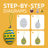 Kit de Pâte à Modeler à Séchage à l'Air Thème Pâques, Kit de Fabrication de Pendentifs et Porte-clés DIY, Non Toxique, Sans Cuisson, Sûr pour les Enfants, Jouet Éducatif, Cadeau pour Enfants 3 ans et plus