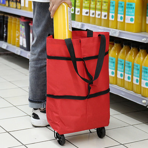 Chariot de magasinage portable léger tiré à la main avec roues Design pliant en nylon réutilisable pour l'épicerie et la <span class=keywords><strong>livraison</strong></span> à <span class=keywords><strong>domicile</strong></span> - Product Image 3