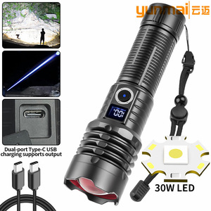 Linterna de Doble Cabezal, Recargable Tipo C, Luz LED Blanca, Largo Alcance, Interruptor Metálico, Pantalla Digital - Product Image 3