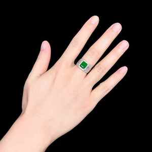 SGARIT 3.56ct <b>man</b> 18k gold vivid green Natural <b>emerald</b> <b>ring</b> 188pc 0.4ct Natural diamond gemstone size 8.43*8.74mm luxury Jewelry - Product Image 5