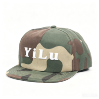 Aangepaste Hoge Kwaliteit Ongestructureerde 3d Borduurwerk Logo Custom Camo Stof Snapback Hoed