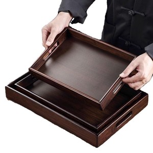 Plateaux de service en bois de couleur unie, ensemble de plateaux à thé et à café pour hôtel et bureau - Product Image 5