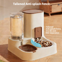 Distributeur automatique d'eau et de nourriture pour chats et chiens, écologique, étanche, à motif uni, avec distributeur d'eau et bol de rangement