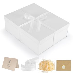 Boîtes cadeaux blanches de grande taille de haute qualité avec couvercles, contenant un ruban, des cartes et du <span class=keywords><strong>papier</strong></span> déchiqueté, boîtes d'emballage <span class=keywords><strong>cadeau</strong></span> pour anniversaire et festival - Product Image 1