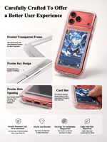 Funda Protectora Transparente para Tarjetas Coleccionables con Logotipo Personalizado para 17 18 Pro Max, con Ranura para Tarjetas, Resistente a Golpes y Caídas de 1.2m