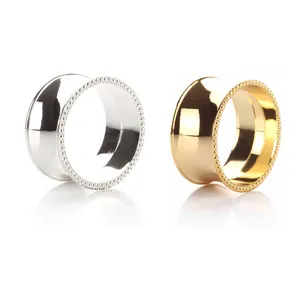 Оптовая продажа, металлические круглые серебряные и золотые декоративные кольца для салфеток из сплава