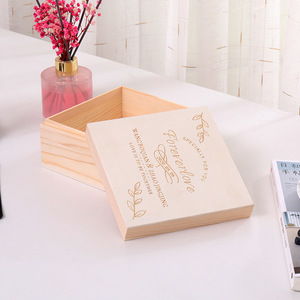 Caja de regalo de madera cuadrada de pino hecha a mano, caja de almacenamiento para dulces de damas de honor de boda, grosor personalizable - Product Image 2