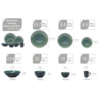 Service de table en céramique bleu Sonoma peint à la main, 56 pièces, vaisselle de luxe haut de gamme, mug à café, vaisselle de qualité supérieure, festif et porte-bonheur
