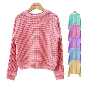 Gran oferta, suéter personalizado, suéter de algodón 100%, cárdigan cálido, suéteres para Niñas para invierno