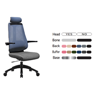 Chaise de bureau ergonomique à dossier haut en maille, avec appui-tête et accoudoirs réglables, vente directe d'usine, style moderne