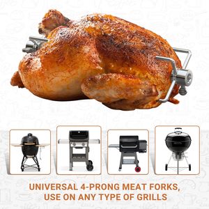 Fourchettes à viande de rechange pour rôtissoire de barbecue, qualité alimentaire, kit de 1 paire, avec embout de contrepoids pour broche, en métal résistant à la chaleur, forme carrée - Product Image 4