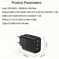 Chargeur GaN 30W personnalisé pour l'UE, double port A+C, charge rapide PD, adaptateur mural portable certifié CE pour écouteurs et appareil photo