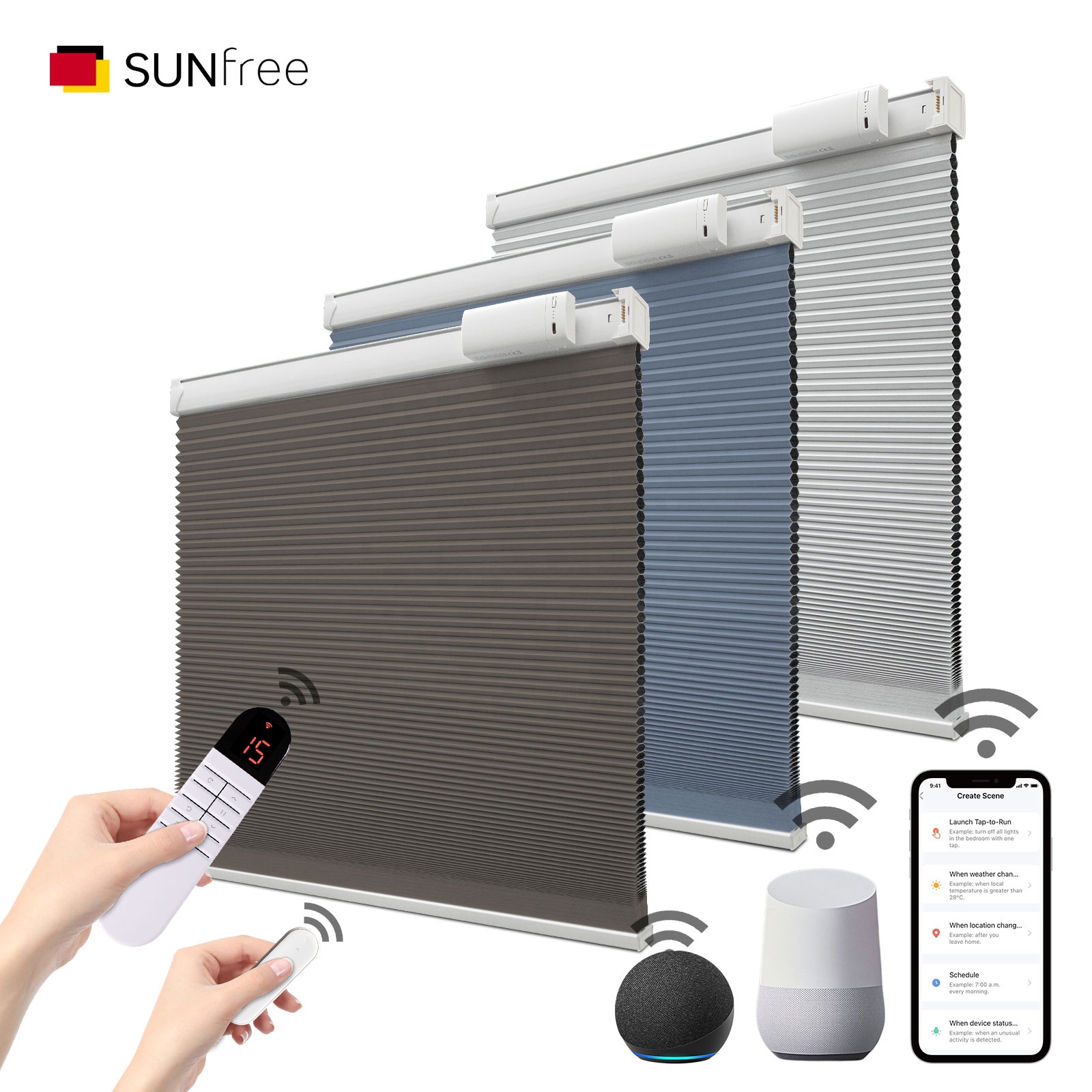 Sunfree сотовые жалюзи индивидуального цвета теплоизолированные моторизованные шторы затемняющие шторы сотовые шторы