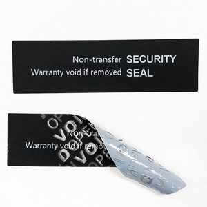 Autocollant de sécurité inviolable personnalisé, rouleau d'autocollants de garantie inviolable noir, matériaux pour rouleaux d'autocollants de garantie - Product Image 3
