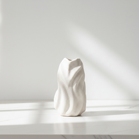 Vase à fleurs en céramique blanche ARM LVG, design minimaliste, surface spirale 3D, objet d'art unique pour intérieur, récipient décoratif