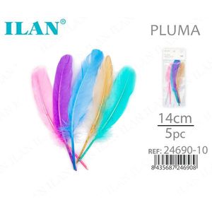 ILAN Pluma 14cm 5 Pezzi Piume Decorative Colori Assortiti - Product Image 1