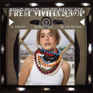 Collar de Cuentas Redondas de Plástico Ajustable, Hecho a Mano, Estilo Bohemio Vintage, Geométrico, Multicolor, para Unisex, de Zooying - Product Image 2