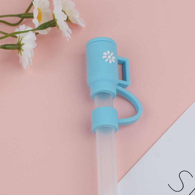 Light blue straw cover