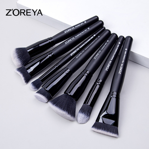 <span class=keywords><strong>ZOREYA</strong></span> Juego de <span class=keywords><strong>brochas</strong></span> de maquillaje profesional Classic Black Fan Brush para cara al por mayor disponible usado con corrector - Product Image 4