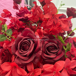 Buket Bunga Meja Mawar Burgundy 60CM untuk Pernikahan, Dekorasi Jalan, Hiasan Bunga Acara, Ukuran Dapat Disesuaikan - Product Image 4