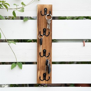 Solid Wood <b>Wall</b> <b>Hook</b> Rack <b>Key</b> Organizer 4 <b>Hooks</b> Vertical Retro Style Entryway Storage - Product Image 2