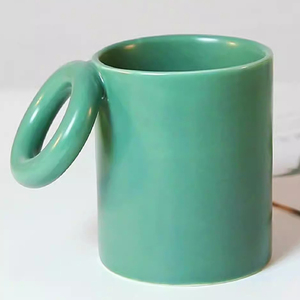Tasse à café ronde mignonne de petit déjeuner bon marché tasse à eau de bureau à domicile tasse à thé en céramique drôle de couleur verte - Product Image 2