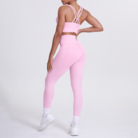 Pakaian Olahraga Grosir OEM Pabrik, Set Yoga Custom, Bra Olahraga Wanita dan Set Legging Kompresi, Set Yoga untuk Wanita