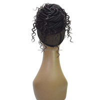 Nouveautés Postiche Afro Poff Bouclé Frisé Tressé à Cordon, Chignon Donut à Clipser, Extensions de Chignons en Fibre Synthétique