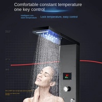 Ensemble de robinets de douche à lumière LED pour salle de bain Système de panneau de douche à effet de pluie à LED Jet Spray Baignoire Mélangeur d'eau SPA Écran de température