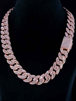 Cadena de eslabones cubanos de moissanita de 18 mm de gran venta, corte baguette helado VVS, pasa la prueba del diamante, incluye bolsa, chapado en oro de 14k y 10k