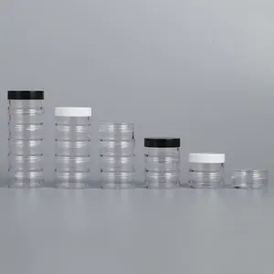 Vuoto chiaro contenitore cosmetico 5 grammi 5ml 10 grammi 10 ml trasparente impilabile vaso di plastica per glitter