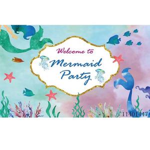 Arrière-plan en tissu de photographie, toile de fond <span class=keywords><strong>sous</strong></span> <span class=keywords><strong>la</strong></span> mer, <span class=keywords><strong>petite</strong></span> sirène de <span class=keywords><strong>l</strong></span>'océan, banderole de fête d'anniversaire nautique, cabine de Studio Photo - Product Image 4