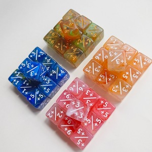 Dés de jeu à angle droit en acrylique brossé de 16 mm, thème alphabet énergétique positif et négatif, trois couleurs mélangées - Product Image 2