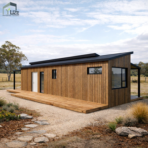 Casa Contenedor Modular Residencial Contemporánea con Estructura de Acero Prefabricada, Techo Inclinado Doble 40HQ y Revestimiento de Madera - Product Image 1