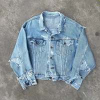 Veste en jean surdimensionnée vintage pour homme, design personnalisé, haute qualité, denim délavé, respirante, écologique, avec poche plaquée