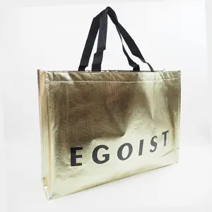 Custom Silver/Gold Printed Recyclable Metallic Laminated Non Woven Fabric Tote Bag