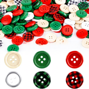 Giáng sinh bằng gỗ màu đỏ màu xanh lá cây kẻ sọc nút tròn mắt tự làm trang trí kỳ nghỉ Quà Tặng - Product Image 3