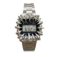 Montre Personnalisée en Acier Inoxydable à Mouvement Quartz 38 mm Unique, Forme Griffe en Albâtre, Affichage Digital Pointu, Montre Décorative pour Homme