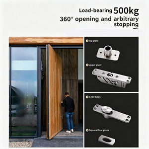 Set Completo di <span class=keywords><strong>Cerniere</strong></span> a Perno Centrale <span class=keywords><strong>per</strong></span> <span class=keywords><strong>Porte</strong></span>, Capacità di Carico 500kg, Rotazione a 360°, Molle a Pavimento <span class=keywords><strong>per</strong></span> <span class=keywords><strong>Porte</strong></span> d'Ingresso di Grandi Ville - Product Image 4