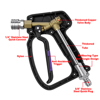 Pistolet de lavage de voiture rotatif intégré 3/8 à connexion rapide 4500 psi, pistolet à canon court, machine de nettoyage haute pression à gâchette