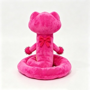 Peluche de serpiente suave y esponjoso personalizado, peluche de serpiente rosa para abrazar, peluche de serpiente sentada en espiral, peluche de serpiente con detalles de pompones. - Product Image 3